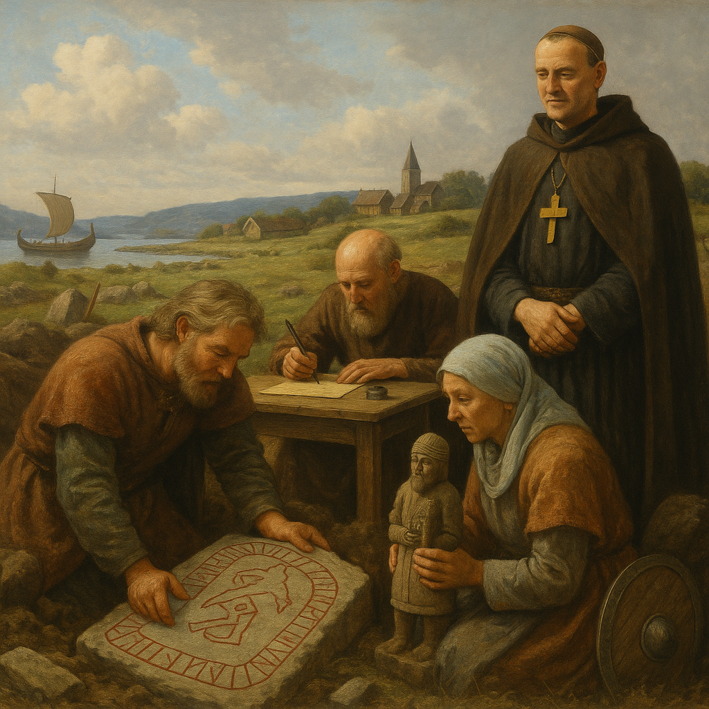 Symbolische Darstellung des Wandels von der Wikingerzeit zum Mittelalter