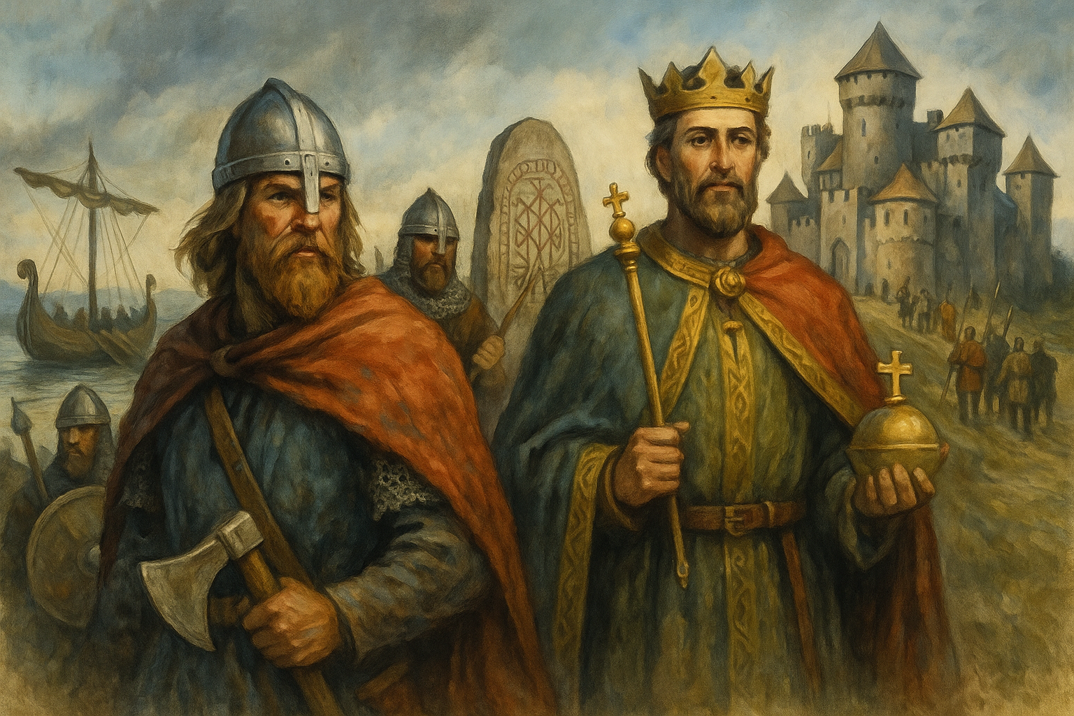 Darstellung des Übergangs von Wikingern zu festen Königreichen