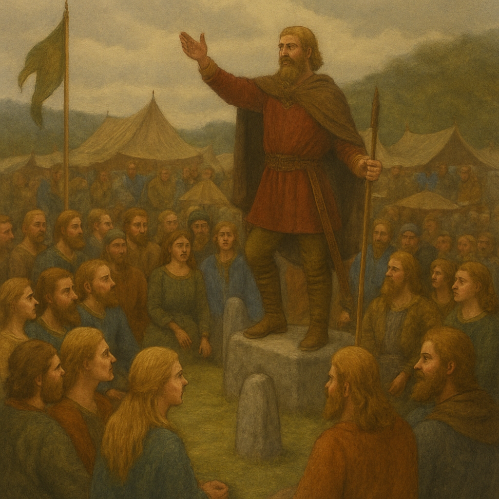 Wikinger bei einer Thing-Versammlung im Freien