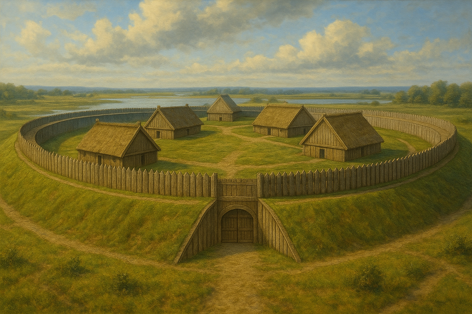 Darstellung einer Wikinger-Ringburg Trelleborg