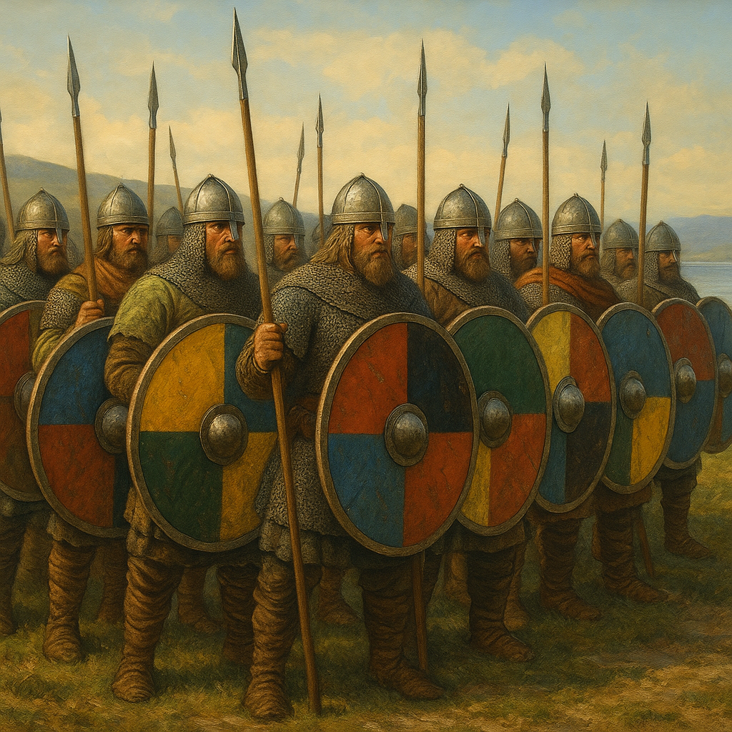 Wikinger im Schildwall in taktischer Formation