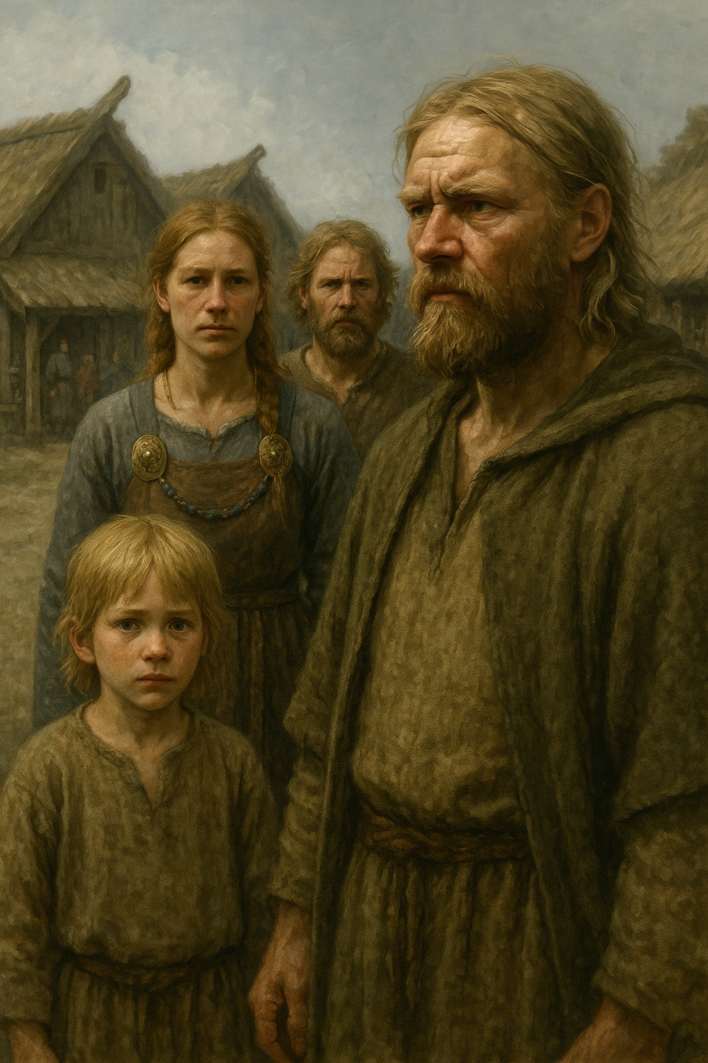 Darstellung von Menschen der Wikingerzeit in einer Alltagsszene